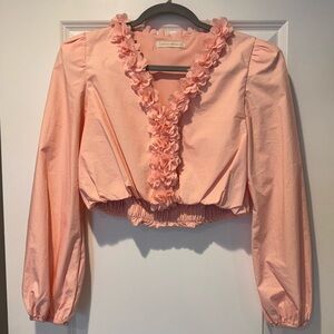 Pookie & Sebastian long sleeve Crop Top floral Blouse